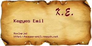 Kegyes Emil névjegykártya